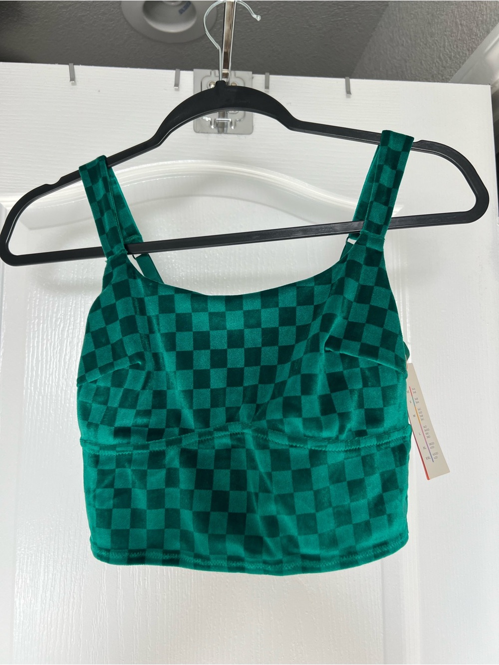 Colsie Green Checkerboard Crop Top